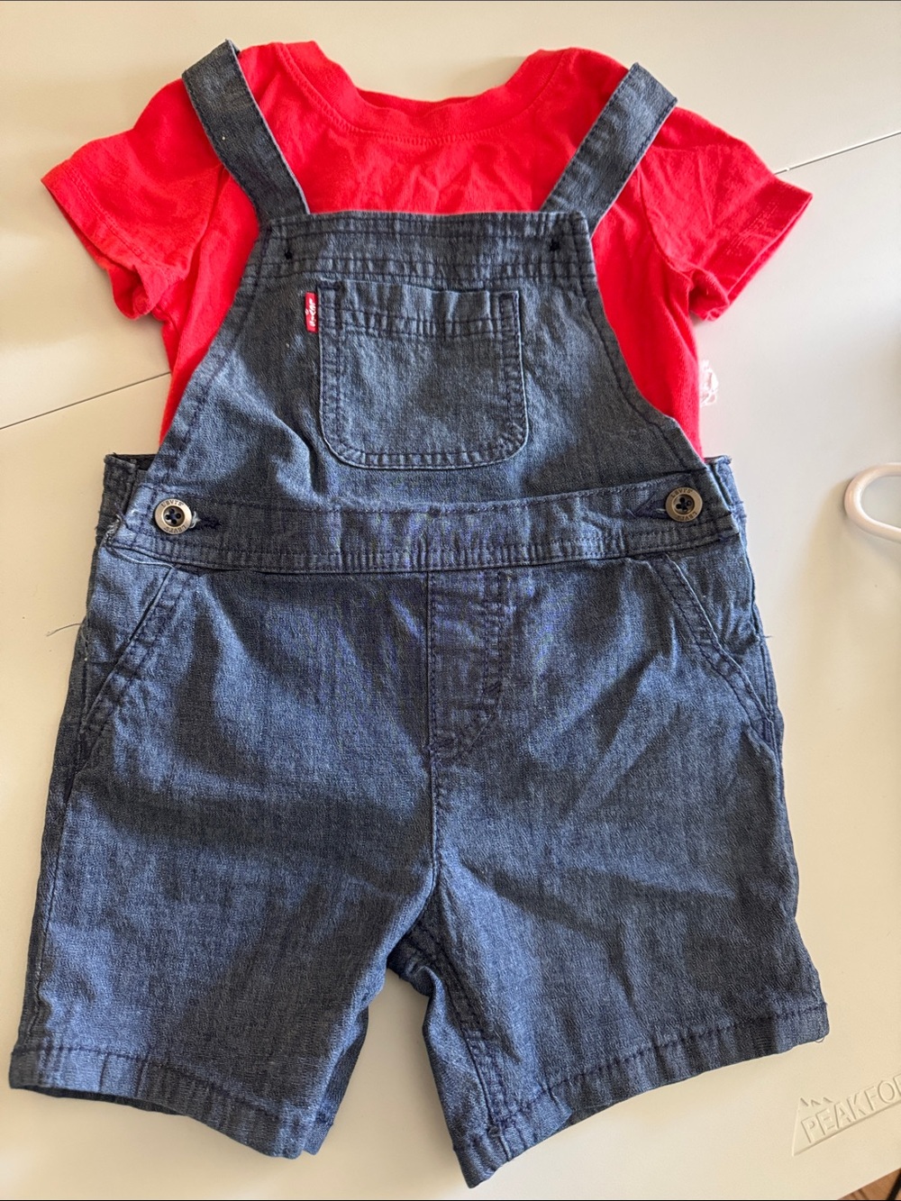 Levi’s Denim Overalls w/ Cat & Jack Red T-shirt 18 Months NWOT